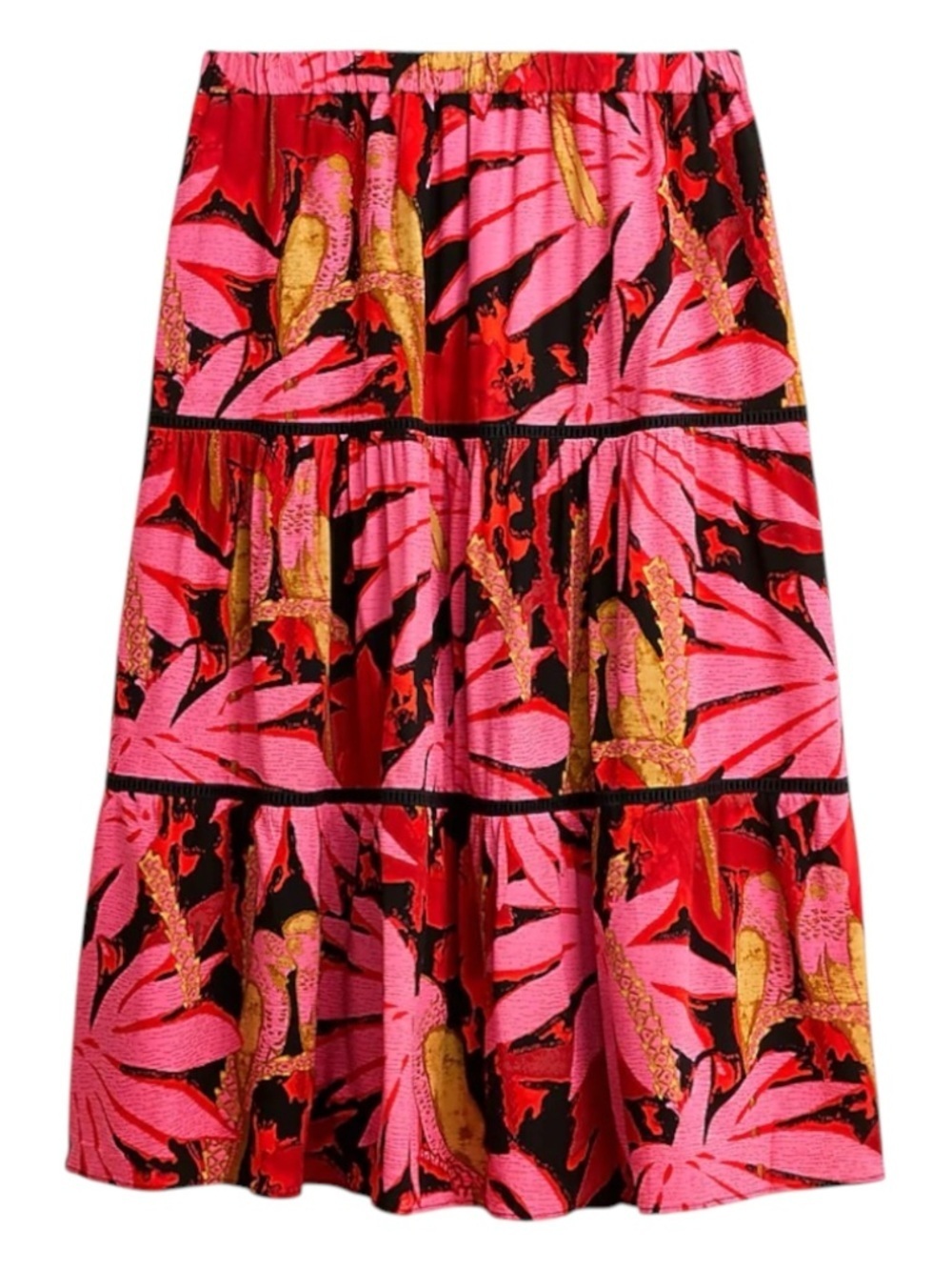 J. Crew Bruna Tiered Tropical Tiered A-Line Skirt in Antigua Leaves Women’s XS